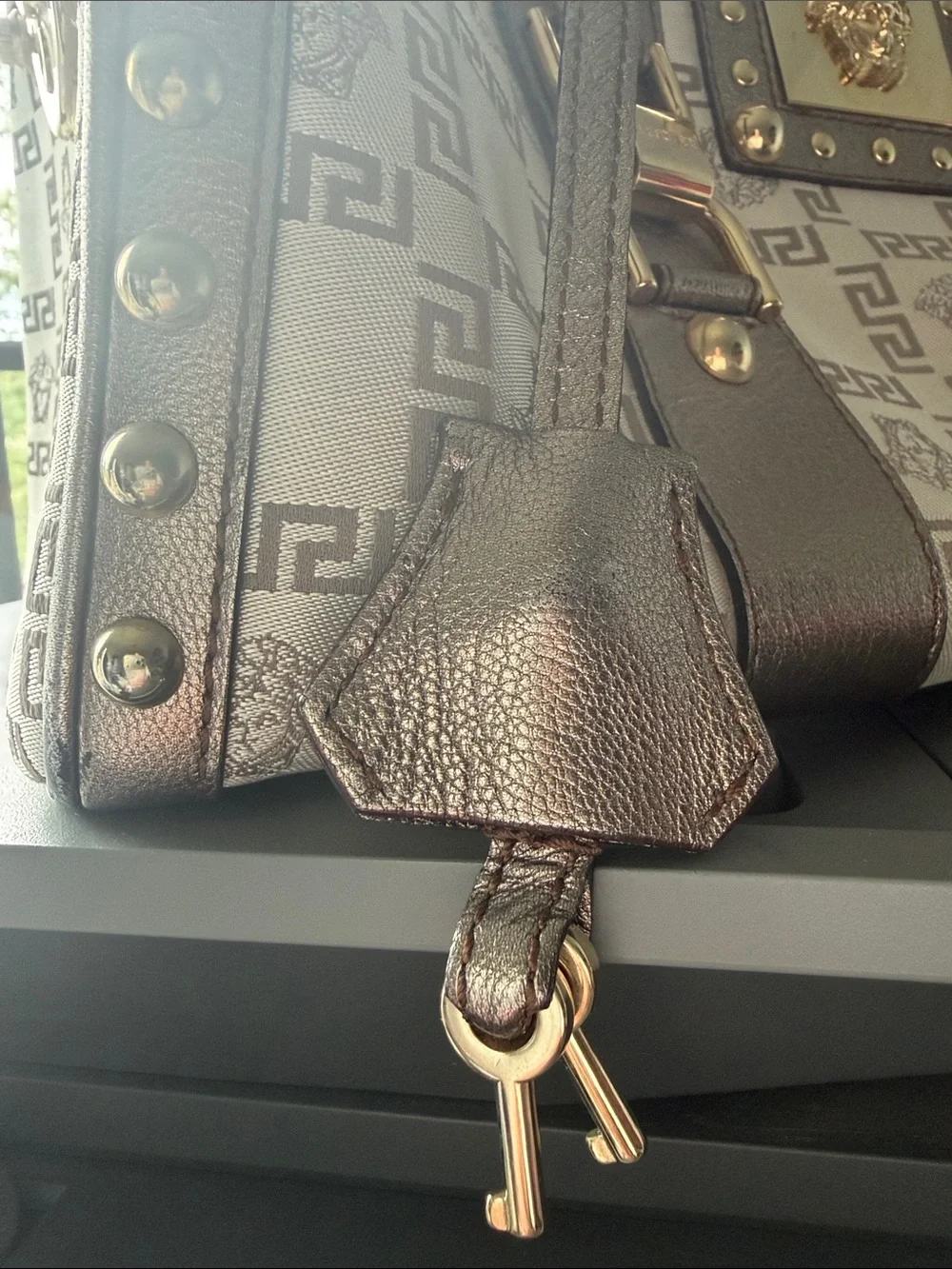 Versace Snap out of it Medusa Jacquard Madonna Vintage Satchel